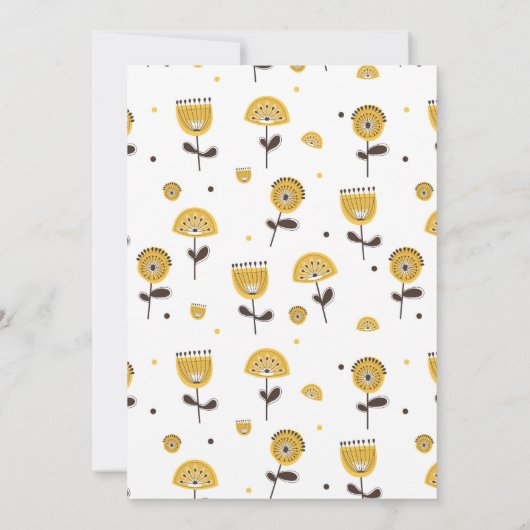 ミッドセンチュリーモダンイエローフローラ誕生日 招待状 (裏面)