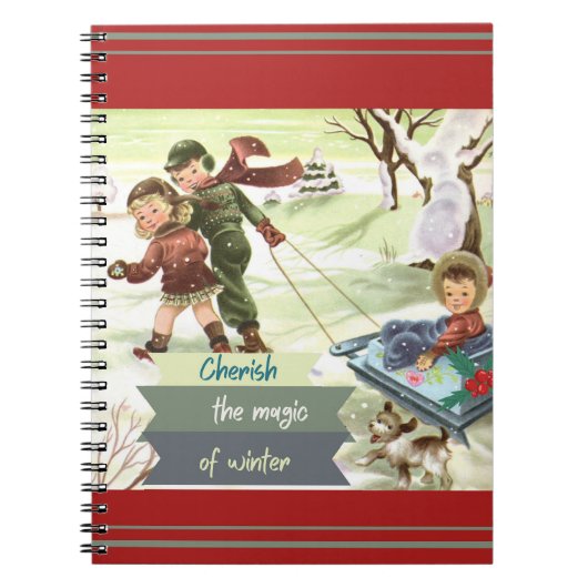 ミッドセンチュリーモダンイラストレーション冬 ノートブック (正面)