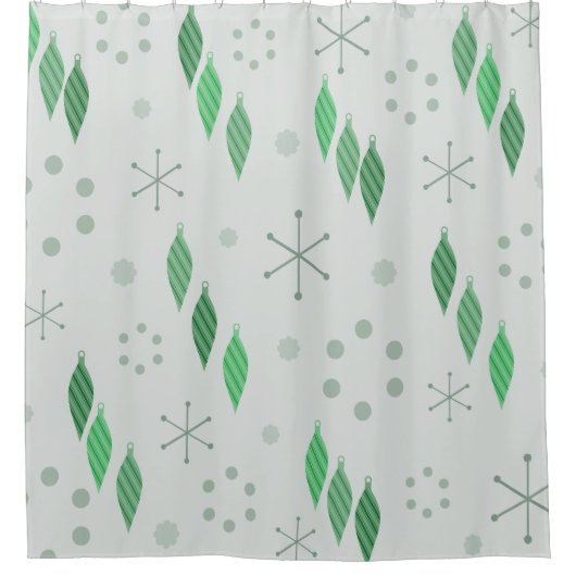 ミッドセンチュリーモダンウィンターグリーン シャワーカーテン (正面)