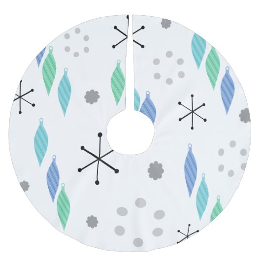 ミッドセンチュリーモダンウィンターグリーン ブラッシュドポリエステルツリースカート (正面)