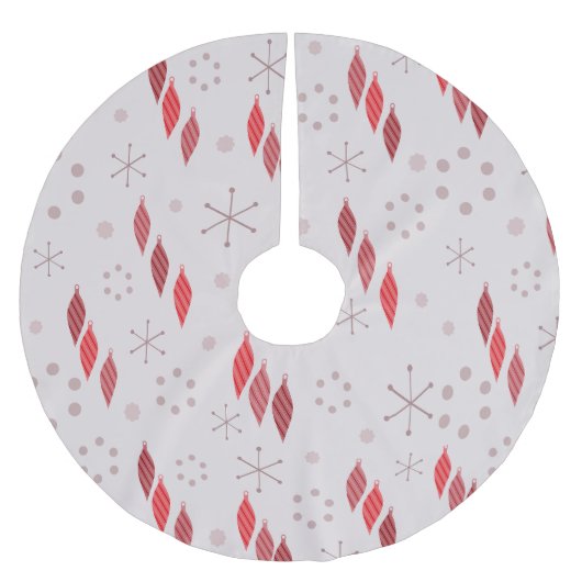 ミッドセンチュリーモダンウィンターレッド ブラッシュドポリエステルツリースカート (正面)