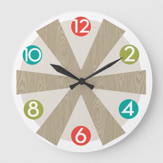 ミッドセンチュリーモダンウォールクロック – カラードット ラージ壁時計 (正面)
