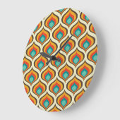 ミッドセンチュリーモダンウォールクロック、炎パターン ラージ壁時計 (傾斜)