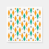 ミッドセンチュリーモダンエラダイアモンズオレンジターコイズ スタンダードカクテルナプキン (正面)