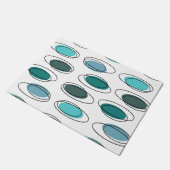 ミッドセンチュリーモダンオバルススクライブズターコイズ ドアマット (アングル)