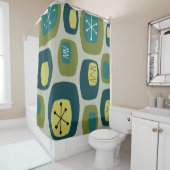 ミッドセンチュリーモダンオブロンズオリーブグリーン シャワーカーテン (インサイチュ)