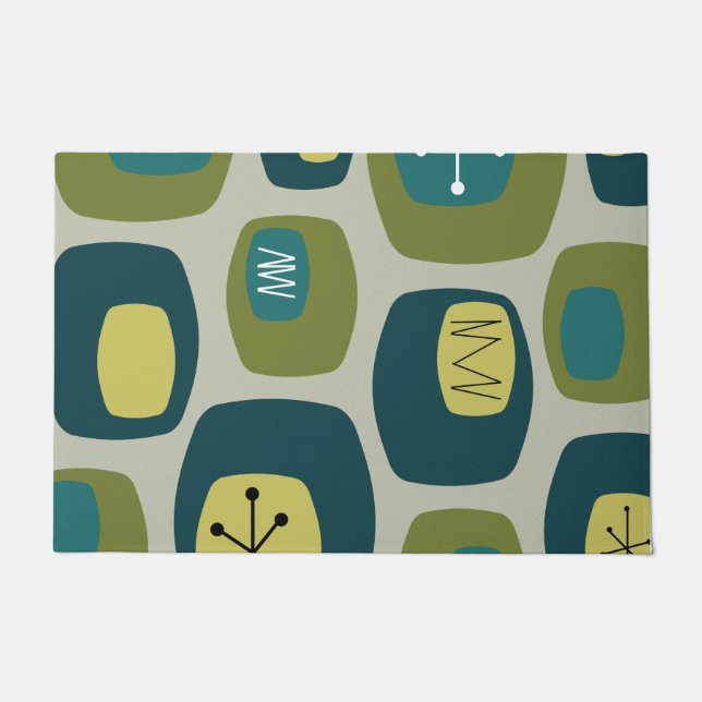 ミッドセンチュリーモダンオブロンズオリーブグリーン ドアマット (正面)