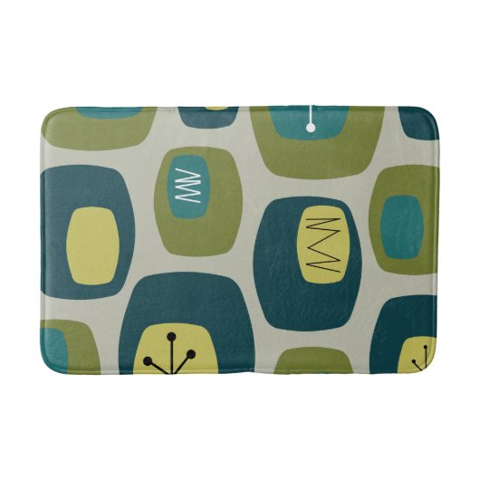 ミッドセンチュリーモダンオブロンズオリーブグリーン バスマット (正面)