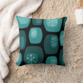 ミッドセンチュリーモダンオブロンズブラックティール（緑がかった色） クッション (ブランケット)