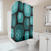 ミッドセンチュリーモダンオブロンズブラックティール（緑がかった色） シャワーカーテン (インサイチュ)