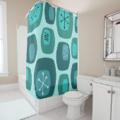 ミッドセンチュリーモダンオブロンターコイズ シャワーカーテン (インサイチュ)