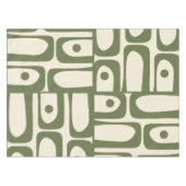 ミッドセンチュリーモダンオリーブグリーンとクリーム テーブルクロス (正面(横))