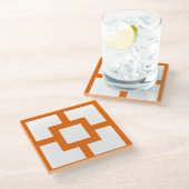 ミッドセンチュリーモダンオレンジとホワイトブリーズブロック ガラスコースター (アングル)