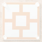 ミッドセンチュリーモダンオレンジとホワイトブリーズブロック ガラスコースター (裏面)