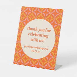 ミッドセンチュリーモダンオレンジのカスタムウェディングありがとう 台座サイン