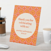 ミッドセンチュリーモダンオレンジのカスタムウェディングありがとう 台座サイン (インサイチュ)