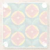 ミッドセンチュリーモダンオレンジの花のパターン ガラスコースター (裏面)