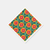 ミッドセンチュリーモダンオレンジの花のパターン スタンダードカクテルナプキン (角)