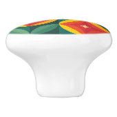 ミッドセンチュリーモダンオレンジの花のパターン セラミックノブ (側面)