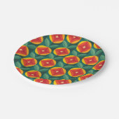 ミッドセンチュリーモダンオレンジの花のパターン ペーパープレート (アングル)