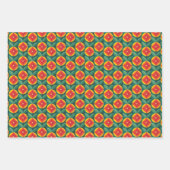 ミッドセンチュリーモダンオレンジの花のパターン ラッピングペーパーシート (正面)