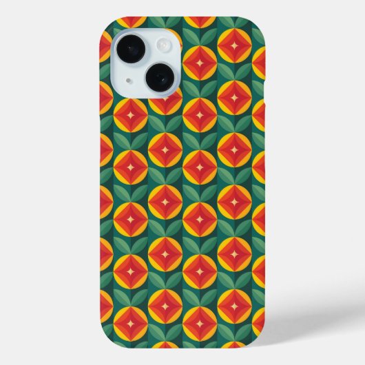 ミッドセンチュリーモダンオレンジの花のパターン Case-Mate iPhoneケース (裏面)