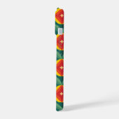 ミッドセンチュリーモダンオレンジの花のパターン iPhone 15ケース (左側面)