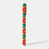 ミッドセンチュリーモダンオレンジの花のパターン iPhone 15ケース (右側面)