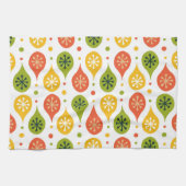 ミッドセンチュリーモダンオレンジの赤い雨がアスタリスクを落とす キッチンタオル (横)