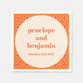 ミッドセンチュリーモダンオレンジカスタムウェディング スタンダードカクテルナプキン (正面)