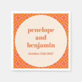 ミッドセンチュリーモダンオレンジカスタムウェディング スタンダードカクテルナプキン