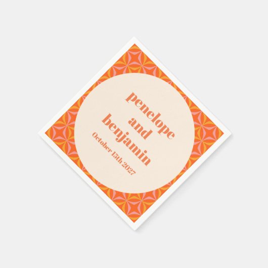 ミッドセンチュリーモダンオレンジカスタムウェディング スタンダードカクテルナプキン (角)