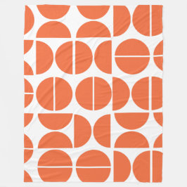 ミッドセンチュリーモダンオレンジサークル抽象芸術 フリースブランケット