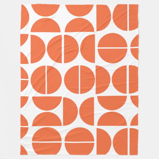ミッドセンチュリーモダンオレンジサークル抽象芸術 フリースブランケット (正面)