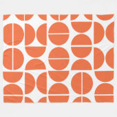 ミッドセンチュリーモダンオレンジサークル抽象芸術 フリースブランケット (正面(横))