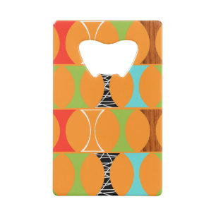 ミッドセンチュリーモダンオレンジパターンボトルオープナー クレジットカード栓抜き