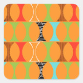 ミッドセンチュリーモダンオレンジパターン正方形ステッカー スクエアシール (正面)
