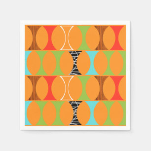 ミッドセンチュリーモダンオレンジパターン紙ナプキンス スタンダードカクテルナプキン