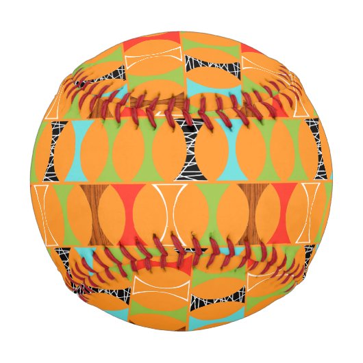 ミッドセンチュリーモダンオレンジパターン野球 野球ボール (正面)