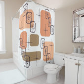 ミッドセンチュリーモダンオレンジブラウン シャワーカーテン (インサイチュ)