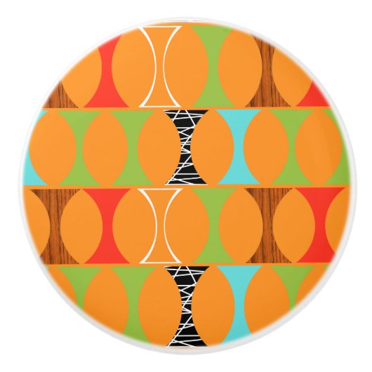 ミッドセンチュリーモダンオレンジ模様セラミックノブ セラミックノブ (正面)