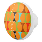 ミッドセンチュリーモダンオレンジ模様セラミックノブ セラミックノブ (右)