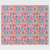 ミッドセンチュリーモダンオーナメントクリスマスピンク ラッピングペーパー (フラット)