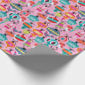 ミッドセンチュリーモダンオーナメントクリスマスピンク ラッピングペーパー (角)