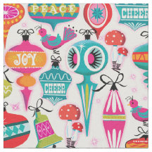 ミッドセンチュリーモダンオーナメントクリスマスファブリック