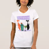 ミッドセンチュリーモダンカクテルと猫 Tシャツ (正面)