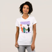 ミッドセンチュリーモダンカクテルと猫 Tシャツ (正面フル)