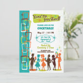 ミッドセンチュリーモダンカクテルエンゲージメントパーティー 招待状 (スタンド正面)