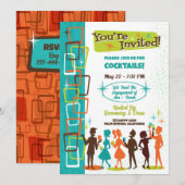 ミッドセンチュリーモダンカクテルエンゲージメントパーティー 招待状 (正面/裏面)