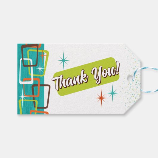 ミッドセンチュリーモダンカクテルパーティーのラベル ギフトタグ (正面(横))